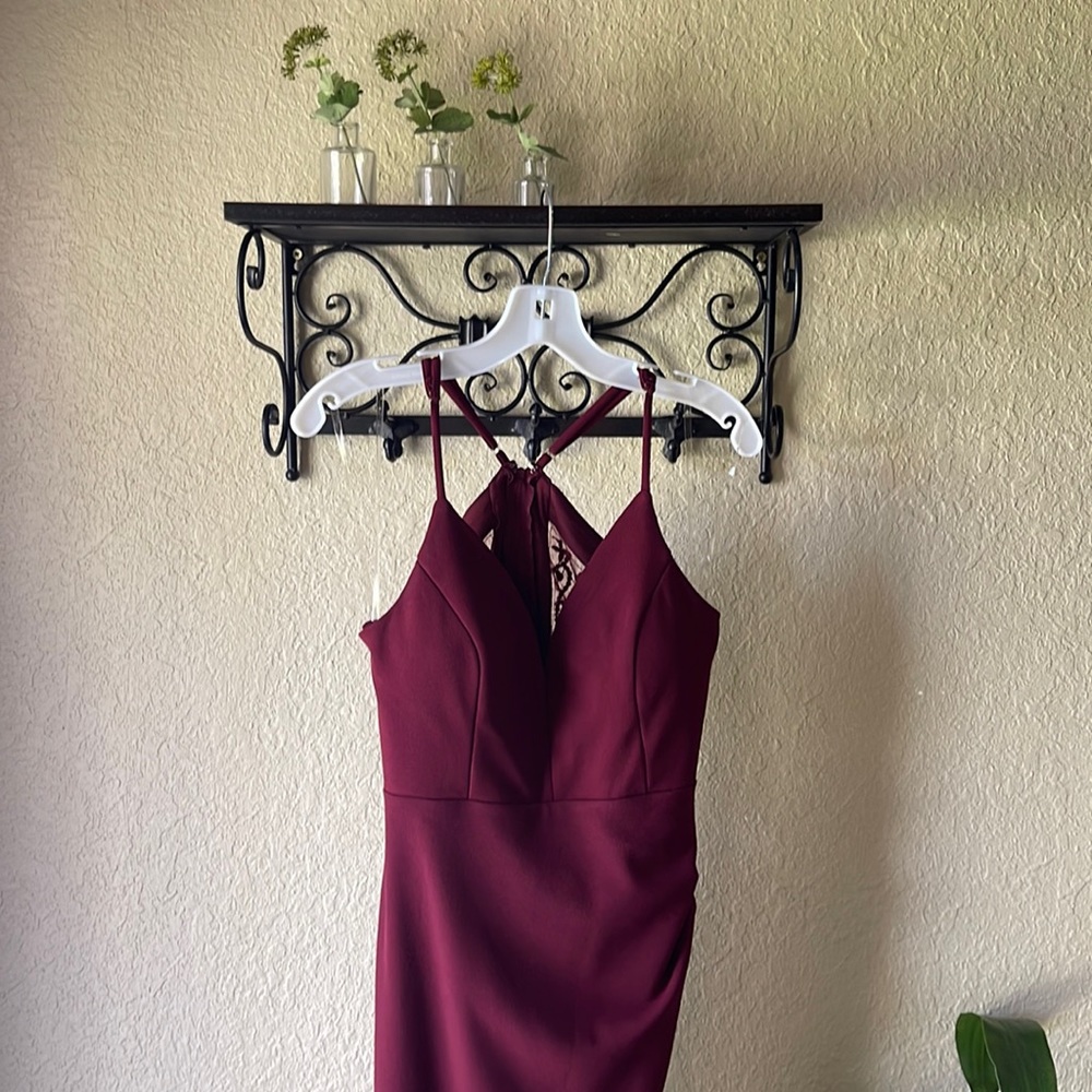 David’s Bridal Long Dress Color: Wine